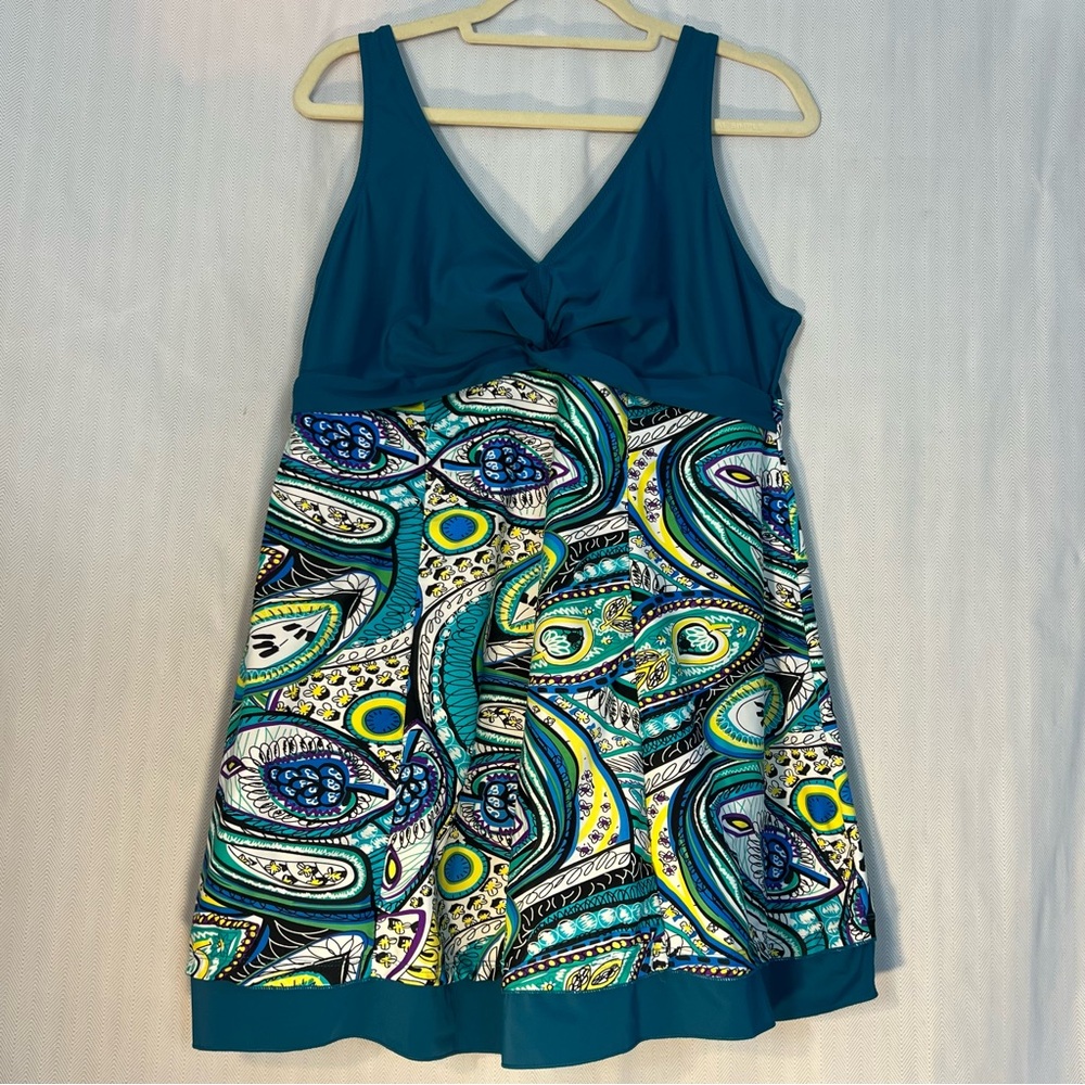 Summer Mae Women’s Swimsuit Plus Size Attached Shorts One Piece Swim Dress 7X 👍